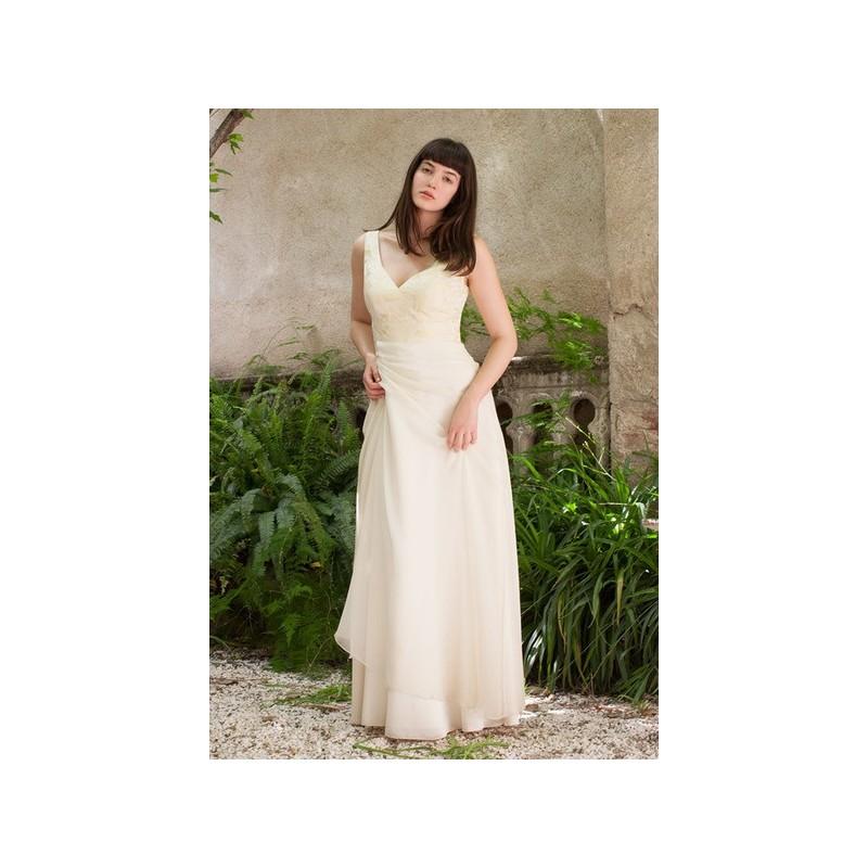 Wedding - Vestido de novia de Estanislao Modelo Grace-lemon-frontal-01 - 2016 Evasé Pico Vestido - Tienda nupcial con estilo del cordón