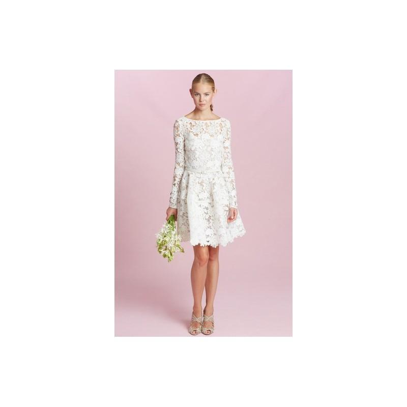 Mariage - Oscar de la Renta Fall 2015 Dress 1 - Long Sleeve White Mini Oscar de la Renta A-Line Fall 2015 - Rolierosie One Wedding Store