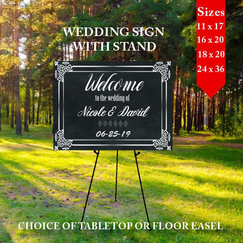 Mariage - Wedding signs - Custom Wedding signs - Welcome sign - Wedding Welcome sign - Wedding sign with easel - Wedding sign w/ stand - Bridal shower - $33.99 USD
