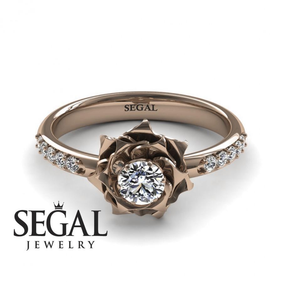 Mariage - Moissanite Engagement Ring Rose Gold Statement Ring Rose Engagement Ring Flower Ring Antique Ring Moissanite Engagement Ring - Elena