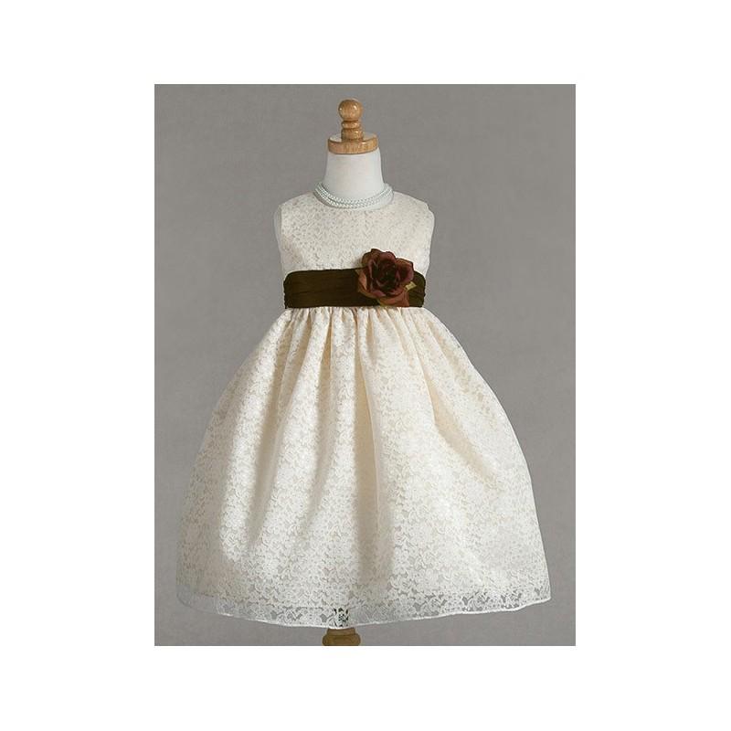 Wedding - Ivory Lace Pattern Dress w/Polysilk Sash & Flower Style: D3590 - Charming Wedding Party Dresses