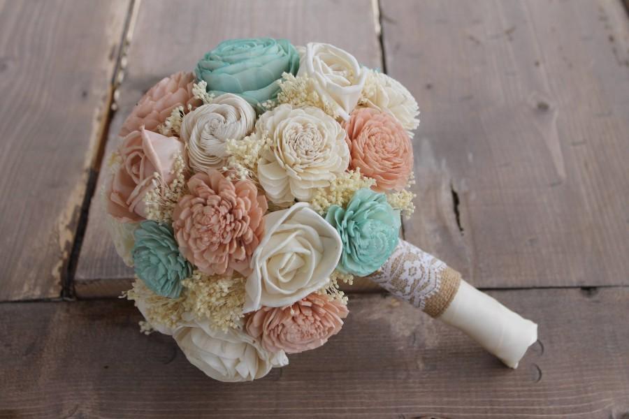زفاف - Dusty Rose, Mint, & Cream Sola Wood Bouquet, Dusty Rose Sola Bouquet, Mint Sola Bouquet, Mint Green Bouquet, Blush Pink Wedding Bouquet