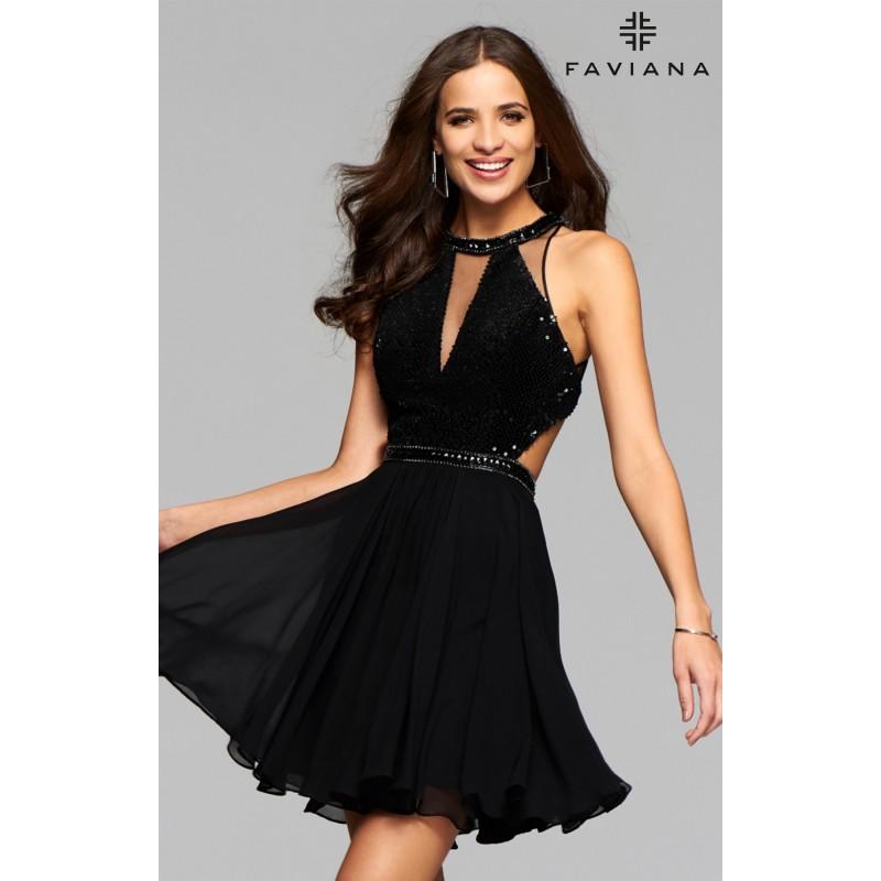 Wedding - Black Faviana 7880 - Plus Size Short Chiffon Sequin Dress - Customize Your Prom Dress