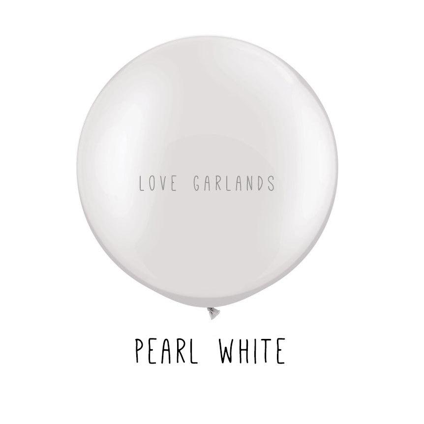Wedding - Pearl White 36" Balloon, White Round Balloon, White Wedding Balloons, White Jumbo Balloons, Huge White Balloons, Ivory White Balloons