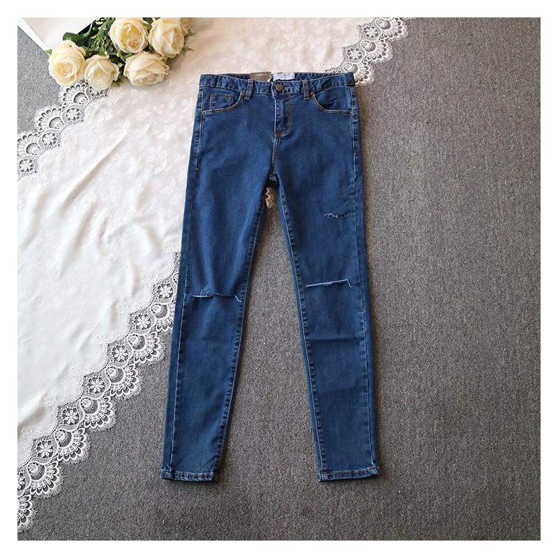 Wedding - Must-have Casual Ripped Pocket Zipper Up Cowboy Long Trouser - Discount Fashion in beenono