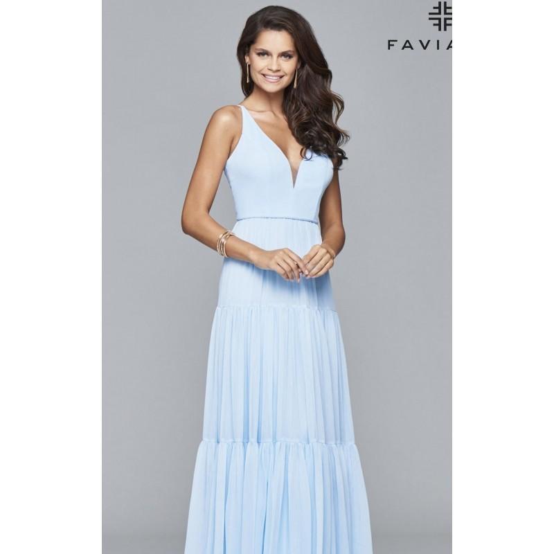 زفاف - Cloud Blue Open Back Long Gown by Faviana - Color Your Classy Wardrobe