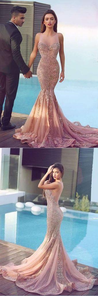 Mariage - Trumpet/Mermaid Scoop Prom Dress Lace Beading Modest Long Prom Dresses/Evening Dress AMY823