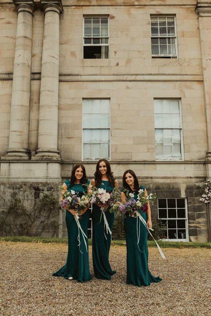 Свадьба - Stewart Parvin Lace And Bridesmaids In Emerald For A Nature Inspired Scottish Wedding
