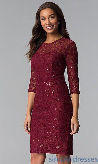 Свадьба - SF-8855 - Knee-Length Sequin Lace Mother-of-the-Bride Short Dress