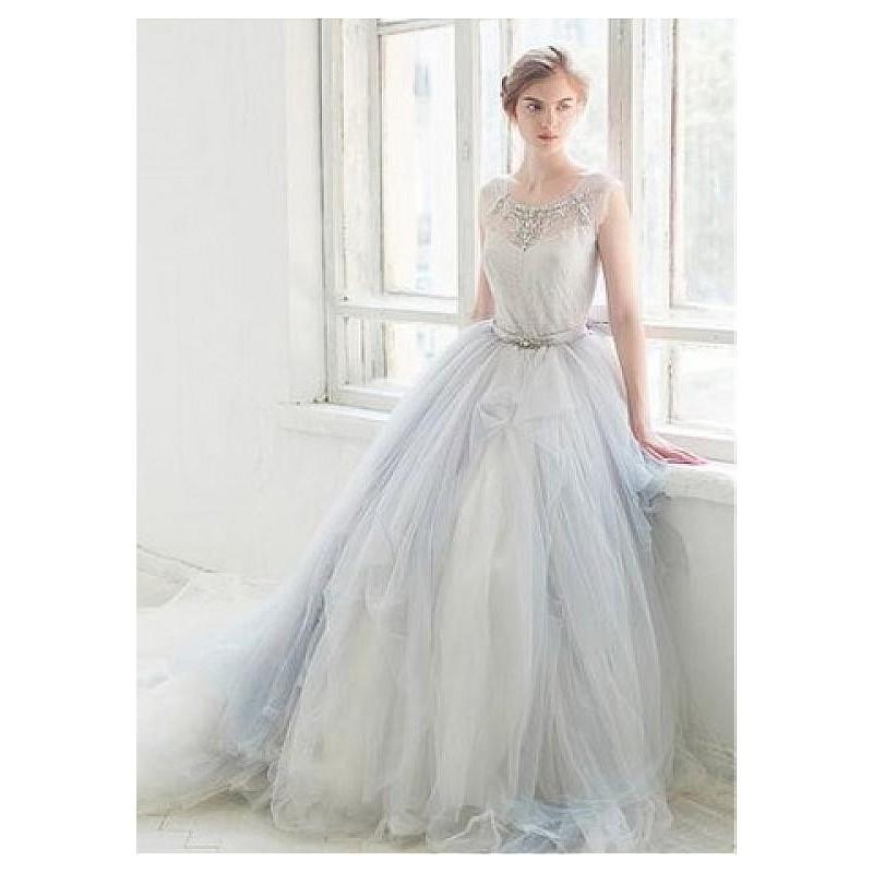 Mariage - Graceful Tulle Scoop Neckline Ball Gown Wedding Dresses With Beadings - overpinks.com
