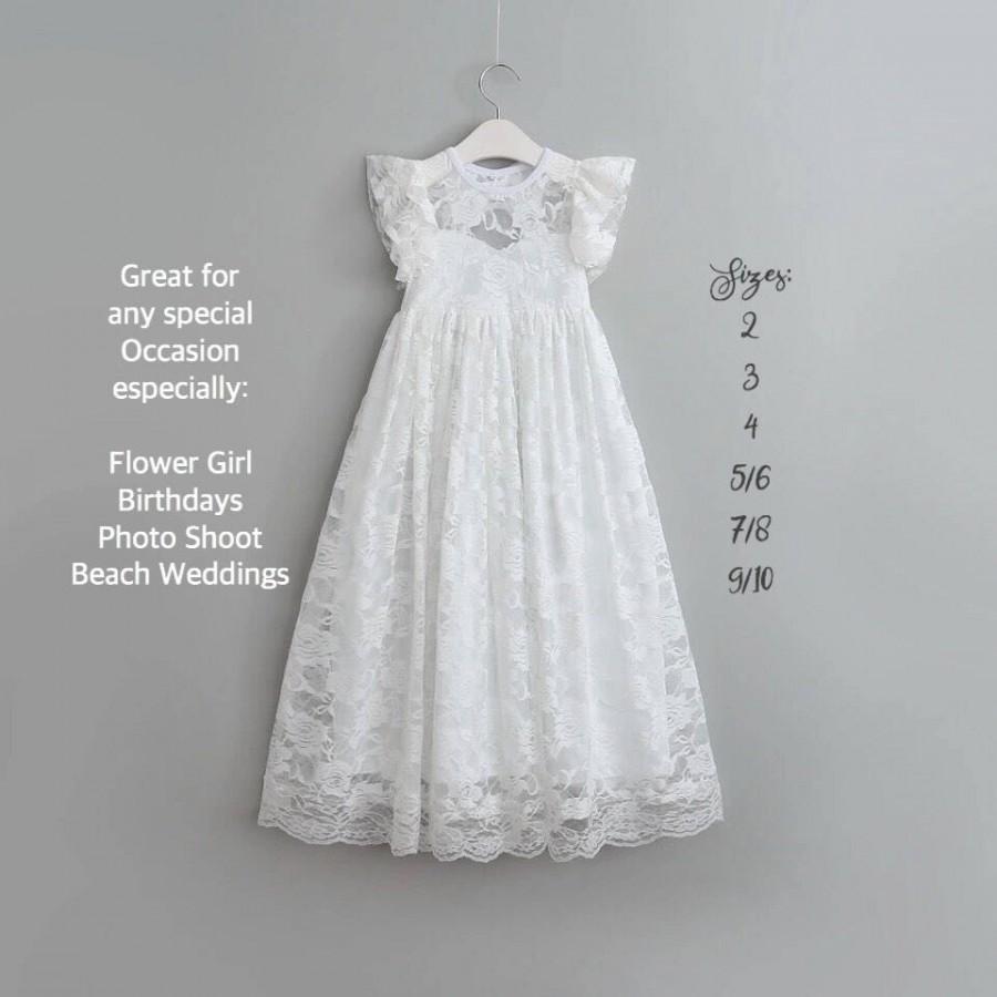 Mariage - Flower Girl Dress, flower girl dresses, lace flower girl, flower girl, rustic flower girl, lace dress, white lace dress, rustic lace dress