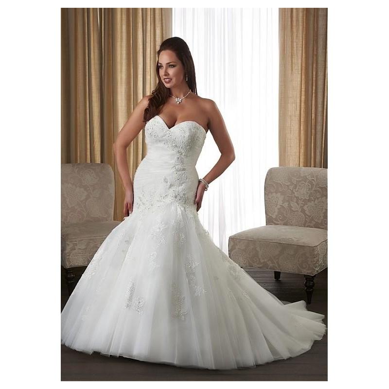زفاف - Stunning Tulle & Satin Sweetheart Neckline Natural Waistline Mermaid Plus Size Wedding Dress - overpinks.com
