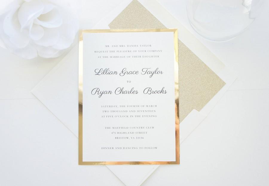 Mariage - Luxury Wedding Invitations, Elegant Wedding Invitations, Gold Wedding Invitations, Gold Glitter Wedding Invitation- Deposit