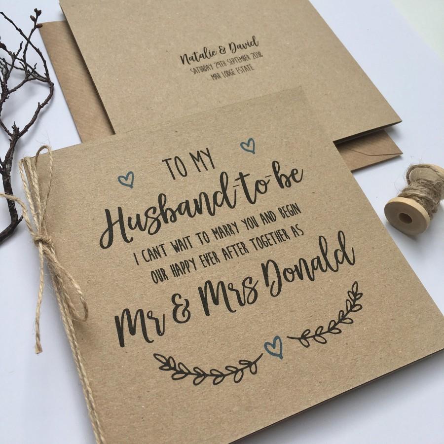 Hochzeit - Personalised Wedding Day Groom Husband-to-be Card 