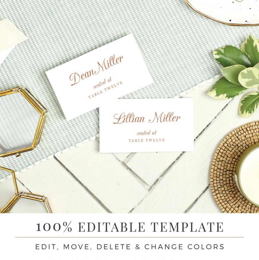 Mariage - Wedding Place Card Template, Printable Escort Cards, Pretty Script, Word or Pages, Mac or PC, Instant DOWNLOAD