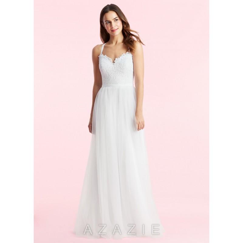 Mariage - Ivory Azazie Addy BG - Tulle And Lace Sweetheart Strap Detail Floor Length - Charming Bridesmaids Store