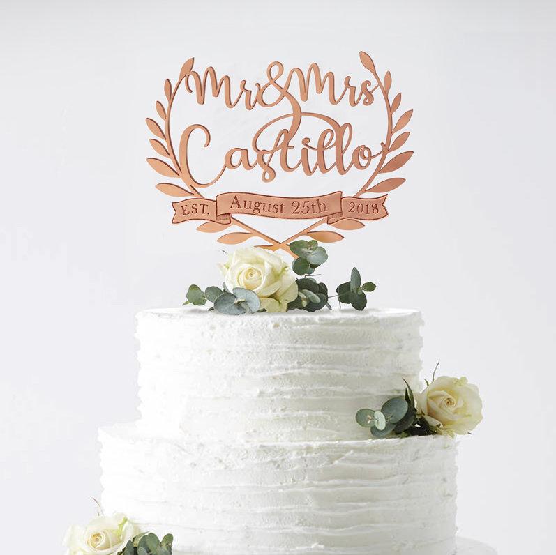 Hochzeit - Calligraphy Cake Topper with Name & Wedding Date