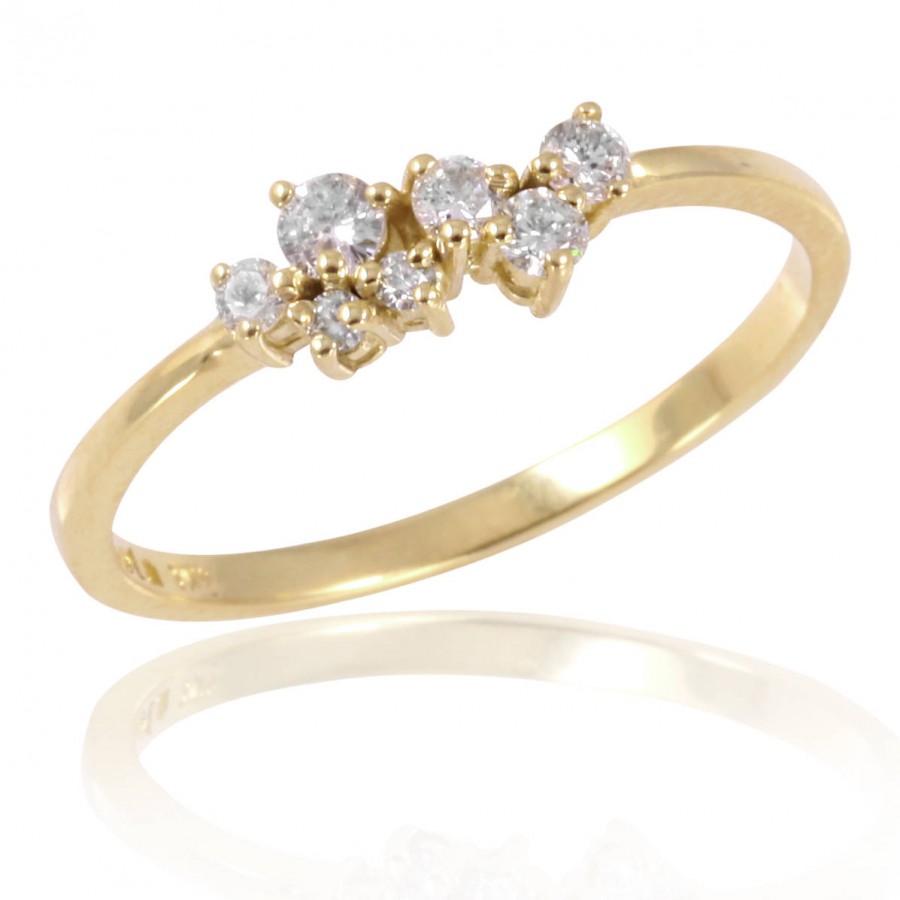 Wedding - Diamond, Dainty Diamond Cluster Ring, Stackable, Gift, Diamond Cluster Engagement Ring, Dainty Rings, Unique Diamond Ring, Cluster Ring