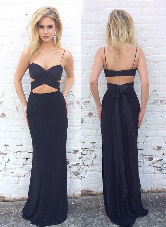 Wedding - Simple Two Pieces Black Prom Dress,Sexy Mermaid Long Prom Dress,formal