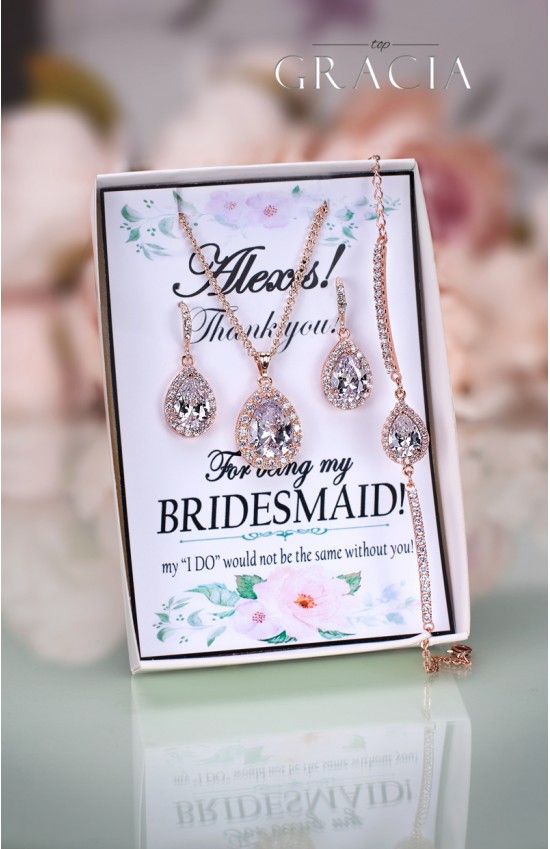 Свадьба - PHAIDRA Crystal Rose Gold Bridal Jewelry Set Wedding Bridesmaid Gift