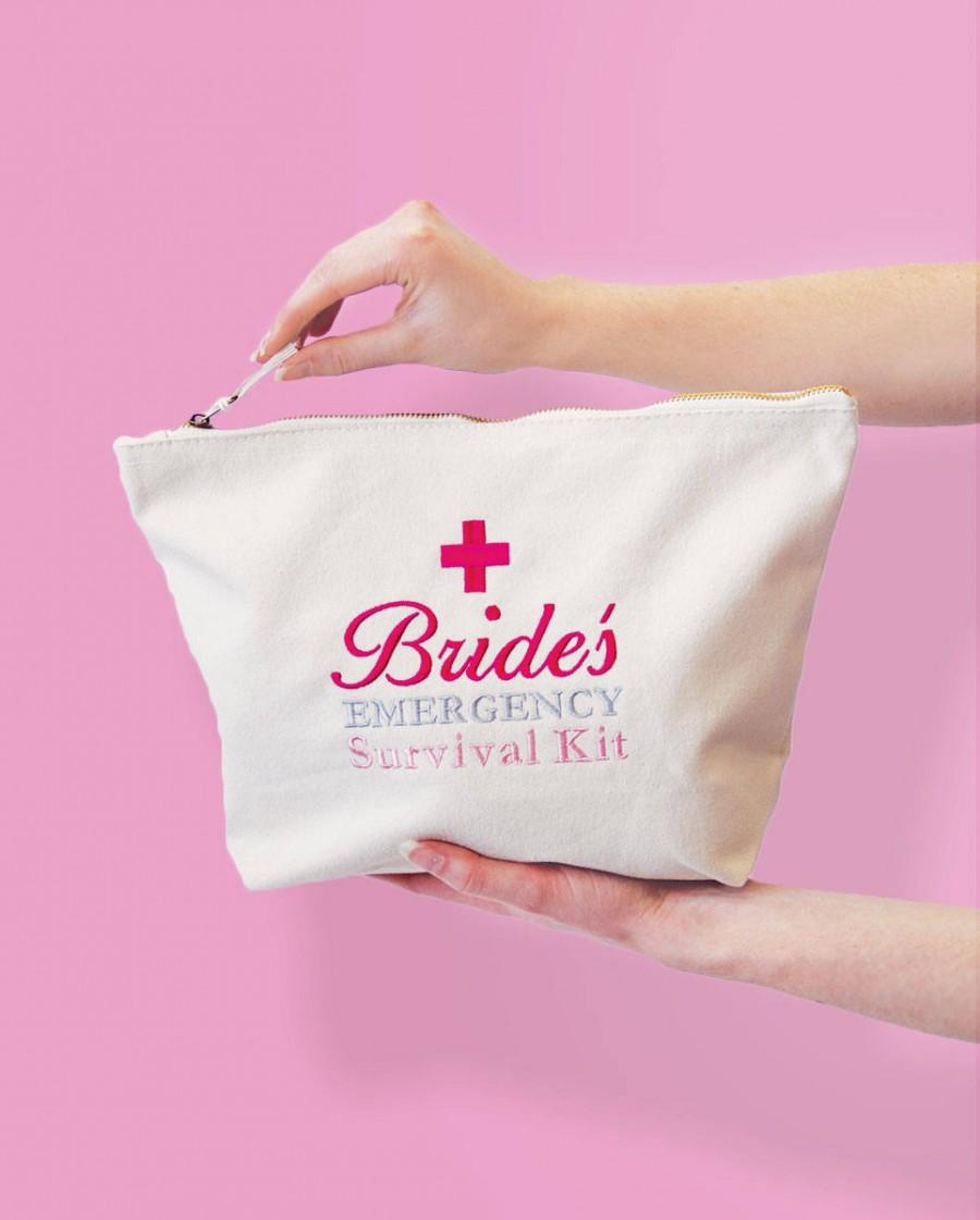 Hochzeit - Bride's Survival Kit Bag, Ready to be filled with Wedding Day Essentials, Brides Wedding Gift, Funny Bride Gift