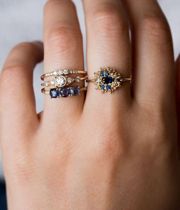 زفاف - Blue Sapphire Bouquet Ring