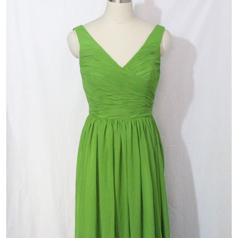 Wedding - Green Long Bridesmaid Dress V-neck Chiffon Bridesmaid Dress-Custom Dress - Hand-made Beautiful Dresses