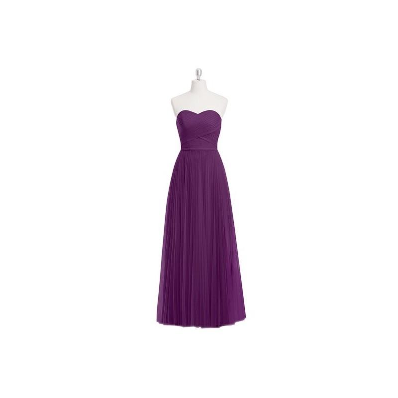 زفاف - Grape Azazie Mavis - Floor Length Sweetheart Tulle Back Zip Dress - Simple Bridesmaid Dresses & Easy Wedding Dresses