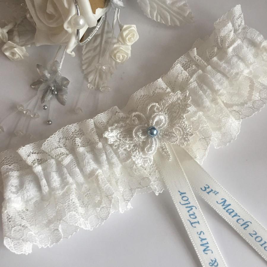 Wedding - Personalised Wedding Garter, Ivory,  butterfly design, available in S/M & Plus size / Large