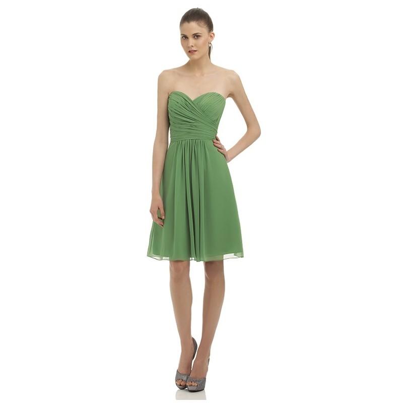 زفاف - Bill Levkoff 323 - A-Line Green Strapless Chiffon Short Asymmetric Ruching - Formal Bridesmaid Dresses 2018
