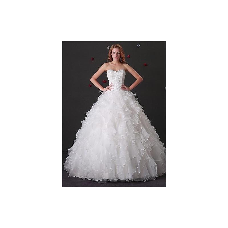 زفاف - Glamorous Organza Satin Sweetheart Neckline Ball Gown Wedding Dress - overpinks.com