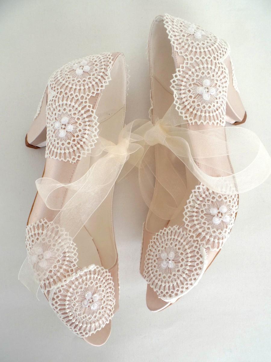 Hochzeit - Wedding Shoes - Champagne Ivory Boho Bridal Shoes