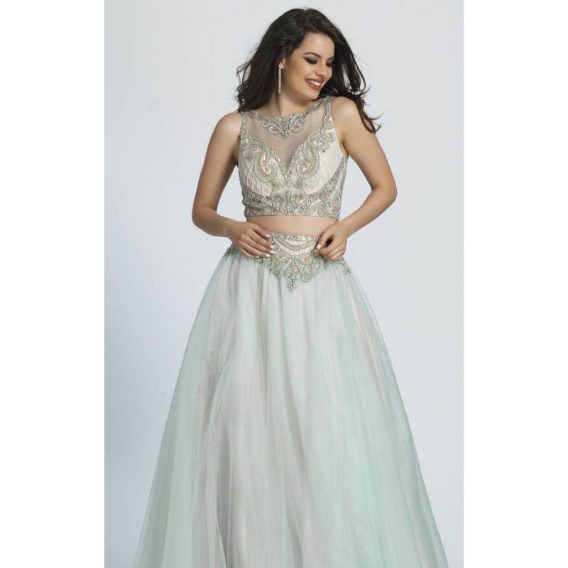 Mariage - Mint Beaded Long Gown by Dave and Johnny - Color Your Classy Wardrobe