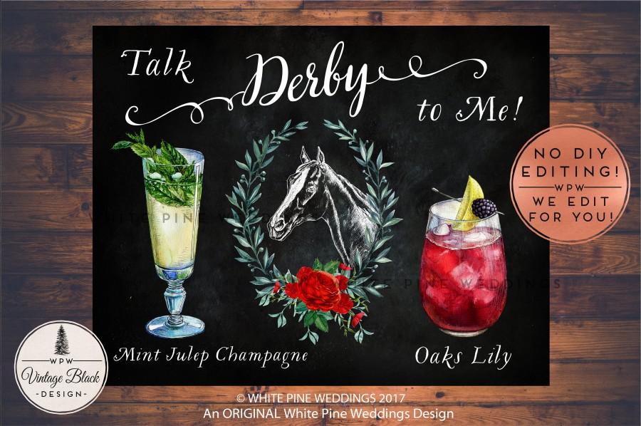 زفاف - Signature Drink sign, Kentucky Derby Sign, Bar Menu, Talk Derby To Me, Oaks Lily, Red Roses, Mint Julep, Kentucky Derby Party, Horse graphic