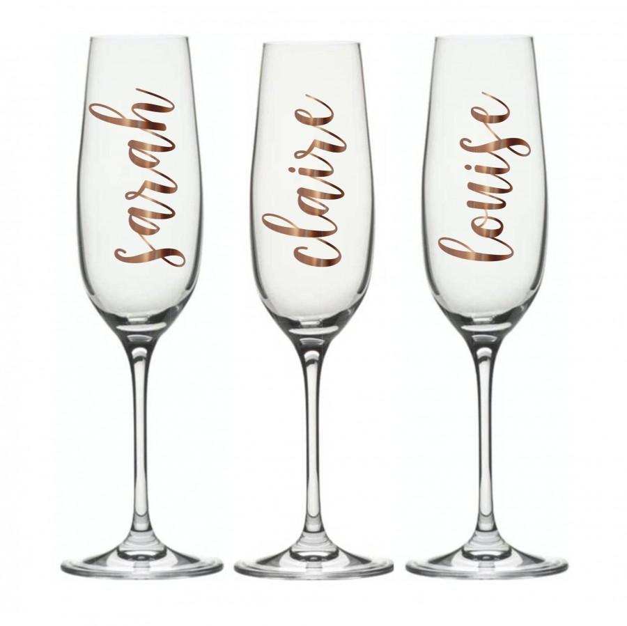 Wedding Bridal Party Vinyl Personalised Custom Champagne Wine glass sticker Date 