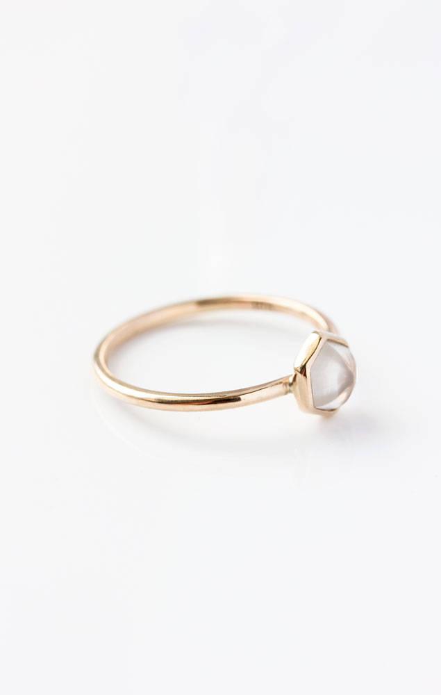Hochzeit - Moonstone hexagon 14k gold ring, alternative bridal, moonstone engagement, wedding, white moonstone, rose gold, June birthstone, Zia Ring