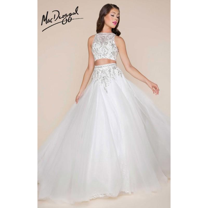 Mariage - Powder Blue Mac Duggal 65848H - 2-piece Ball Gowns Sleeveless Long Dress - Customize Your Prom Dress