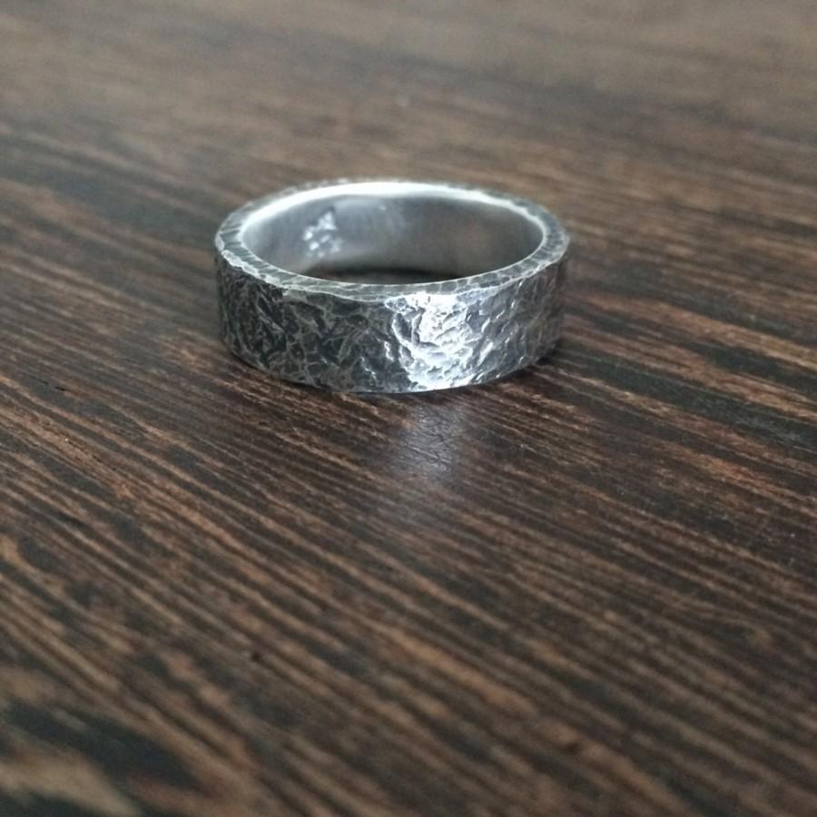 Mariage - Men's wedding band, antique mens ring, mens wedding ring, oxidised silver, rustic mens ring, chunky silver wedding band, rustic wedding,