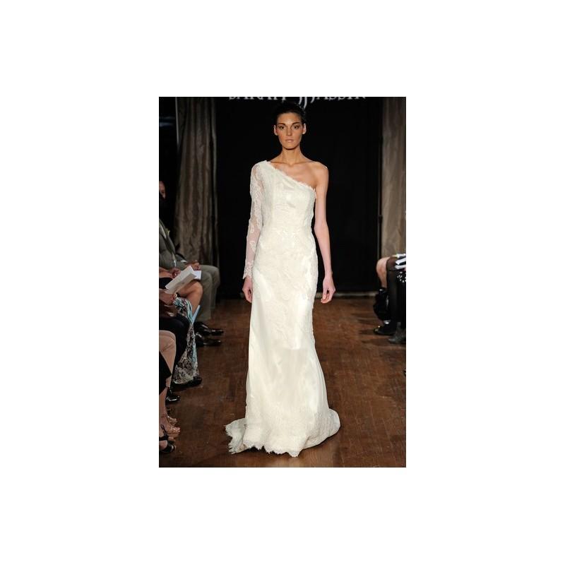 زفاف - Sara Jassir SS13 Dress 14 - Full Length One Shoulder Sheath Spring 2013 Sarah Jassir Ivory - Rolierosie One Wedding Store
