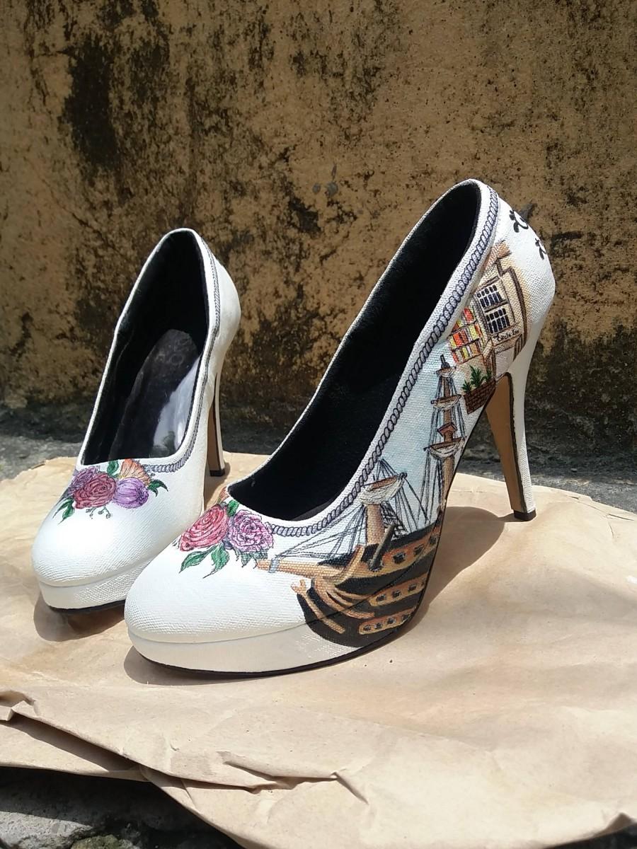 Свадьба - Custom Hand-painted Wedding Shoes