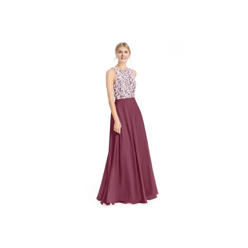 Wedding - Mulberry Azazie Kate - Scoop Chiffon And Lace Floor Length Back Zip Dress - Simple Bridesmaid Dresses & Easy Wedding Dresses