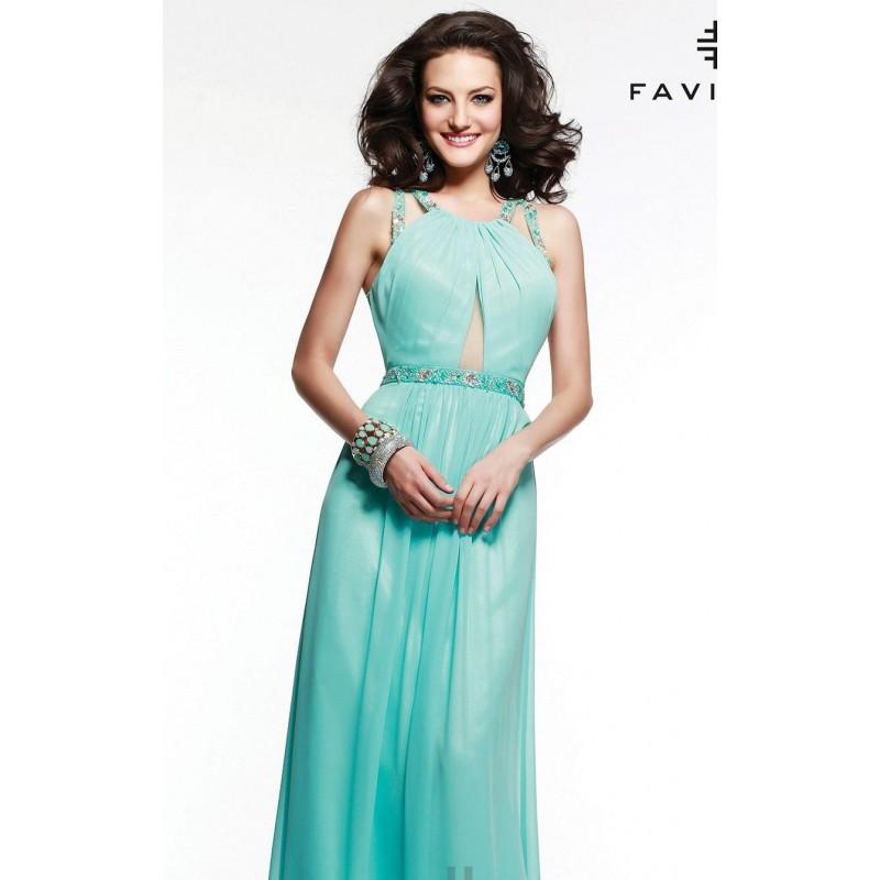 زفاف - Aqua Blue Beaded Double Strap Gown by Faviana - Color Your Classy Wardrobe