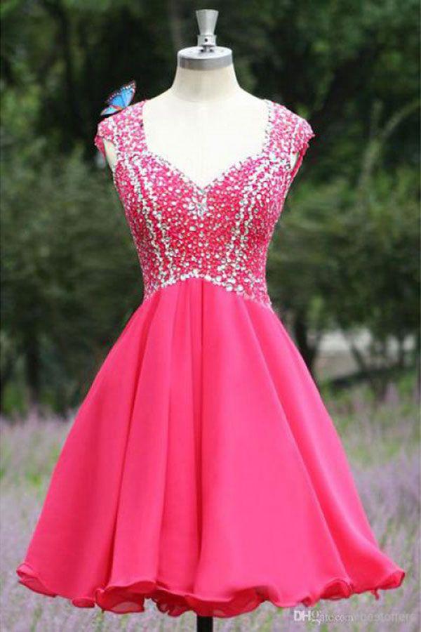 زفاف - Red Homecoming Dress,Chiffon Homecoming Dresses,Short Prom Dress,Open Back Evening Dress,Sexy Prom Dress