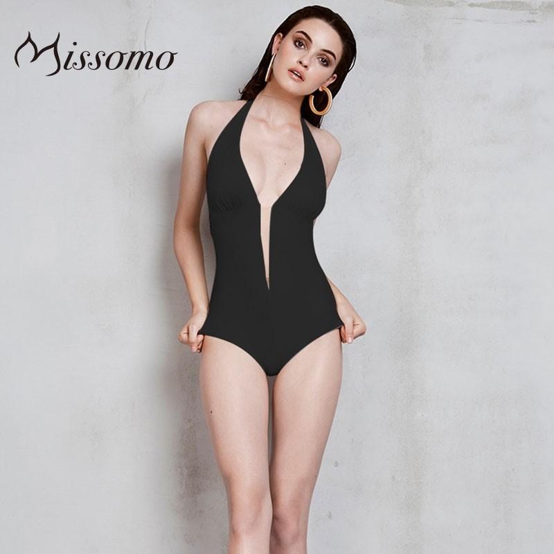 Wedding - Vogue Sexy Simple Open Back Slimming Halter Lace Up One Color Swimsuit - Bonny YZOZO Boutique Store