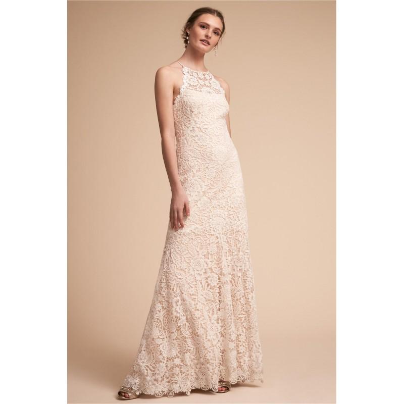 Hochzeit - BHLDN Spring/Summer 2018 Blythe Zipper Up Fit & Flare Lace Sweep Train Halter Sleeveless Sweet Ivory Wedding Dress - Customize Your Prom Dress