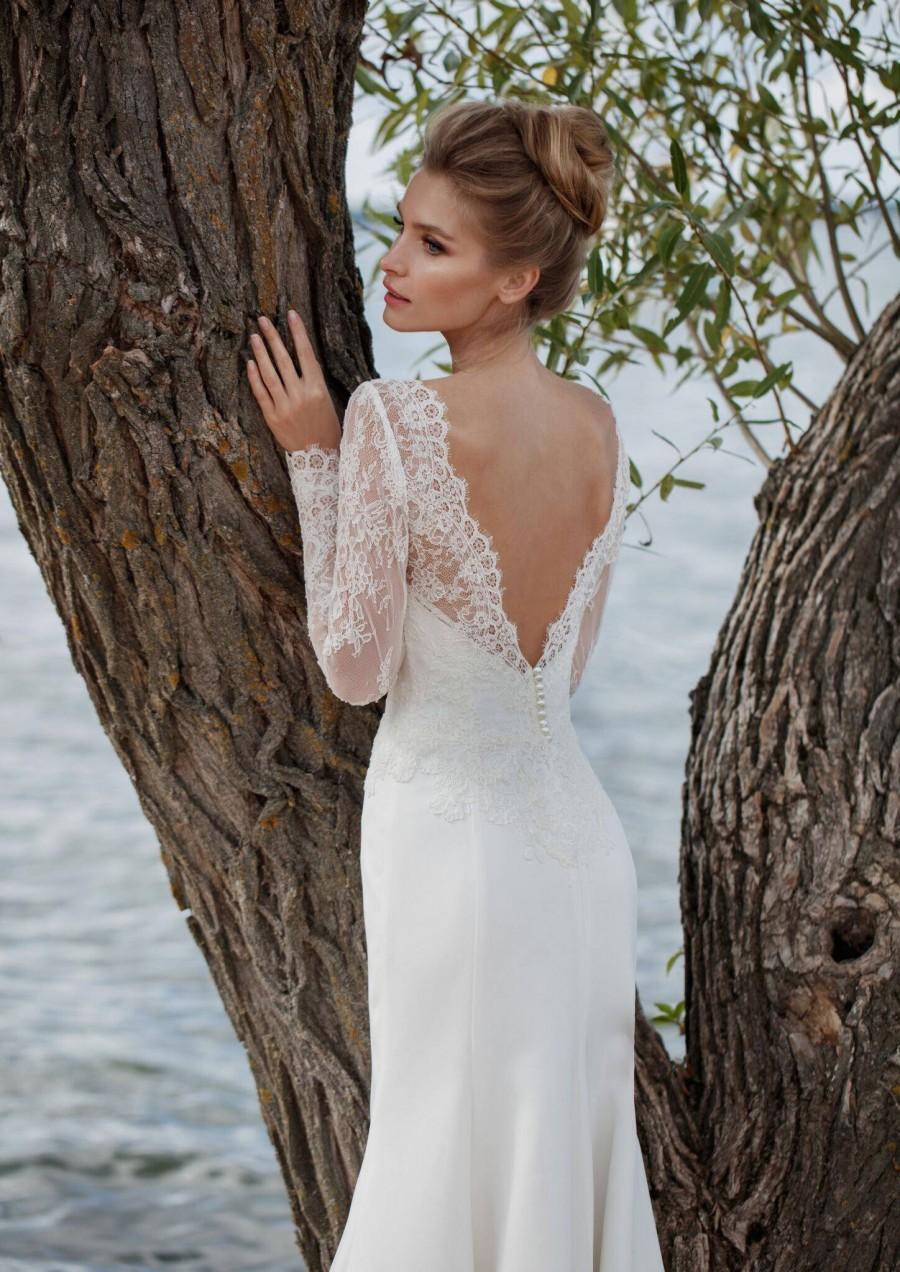 Wedding - Ivory lace dress 2018 boho wedding dress lace dress bohemian wedding dress rustic wedding lace dress V back lace bridal long wedding backles