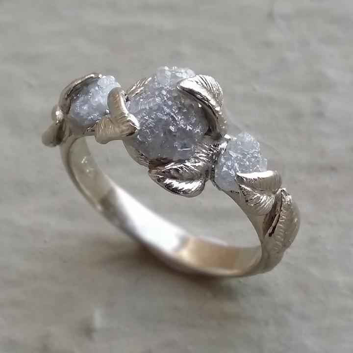 زفاف - Uncut Raw Diamond Engagement Ring - 14K White Gold and Raw Diamond Wedding Ring, Unique Engagement Ring by Dawn Vertrees Jewelry