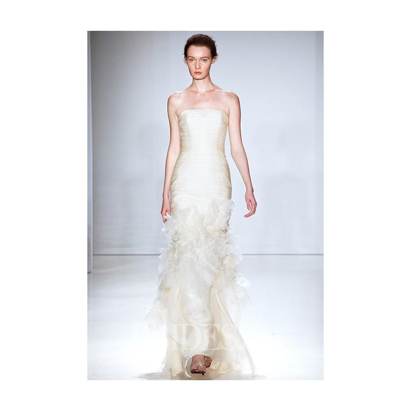 زفاف - Amsale - Fall 2015 - Strapless Sheath Wedding Dress in Silk Chiffon with Hand Beaded Silk Flower Skirt - Stunning Cheap Wedding Dresses