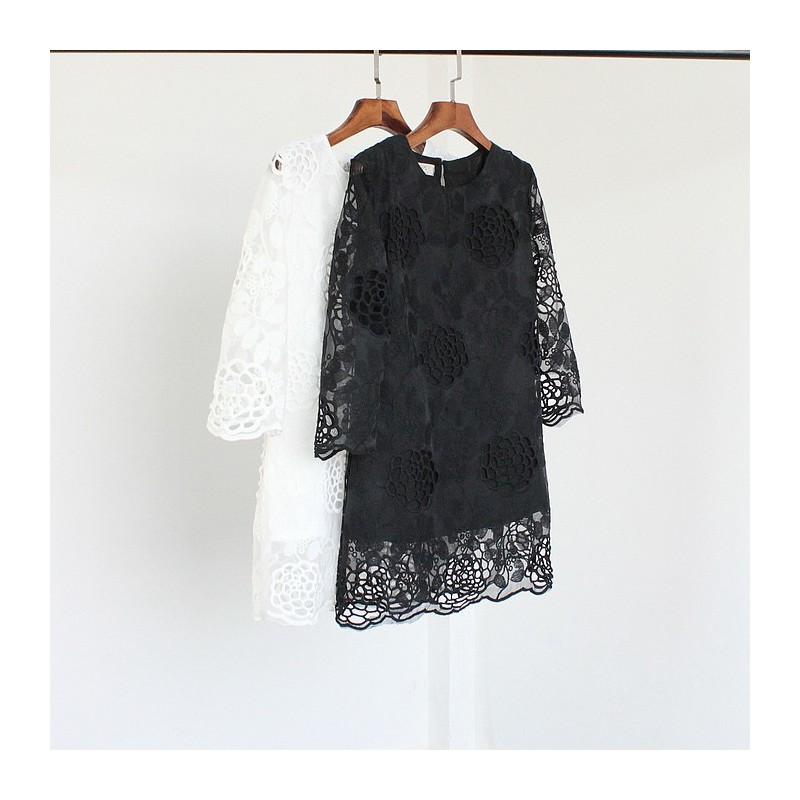 زفاف - Sweet Attractive Crochet Slimming 3/4 Sleeves Lace Spring Dress - Discount Fashion in beenono