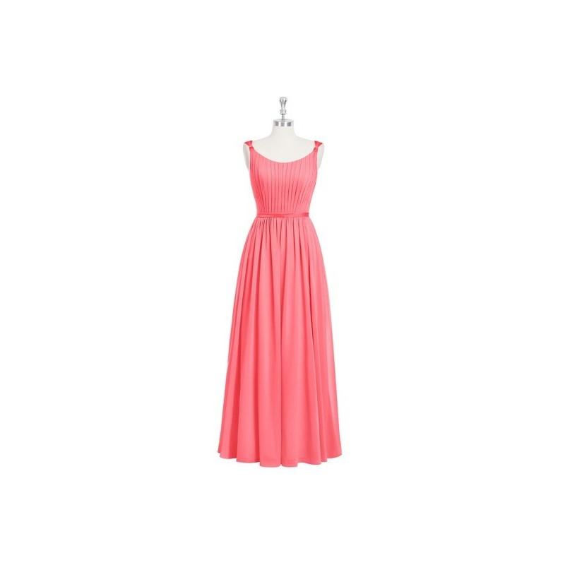 Wedding - Watermelon Azazie Lanette - Scoop Strap Detail Floor Length Chiffon And Charmeuse Dress - Charming Bridesmaids Store